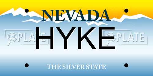 HYKE Nevada License Plate