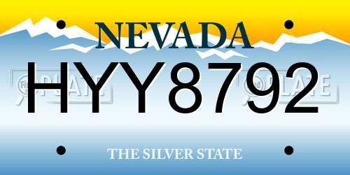 HYY8792 Nevada License Plate
