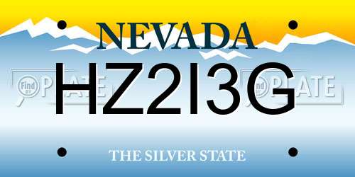 HZ2I3G Nevada License Plate