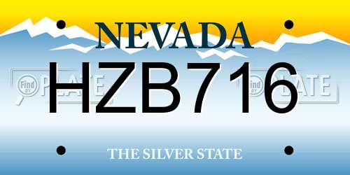 HZB716 Nevada License Plate