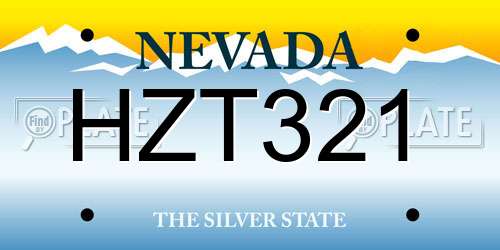 HZT321 Nevada License Plate