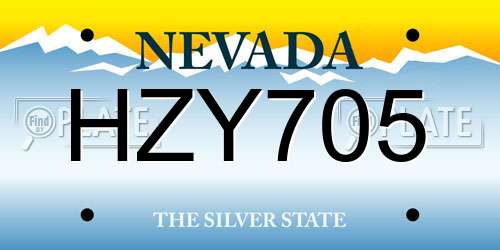 HZY705 Nevada License Plate