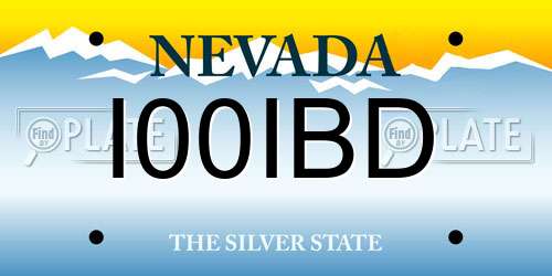 I00IBD Nevada License Plate