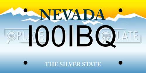 I00IBQ Nevada License Plate