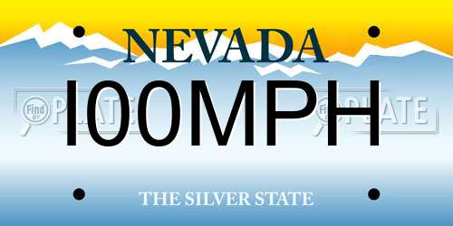 I00MPH Nevada License Plate