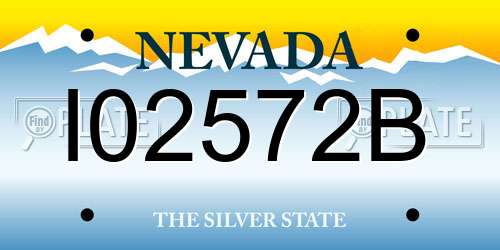 I02572B Nevada License Plate