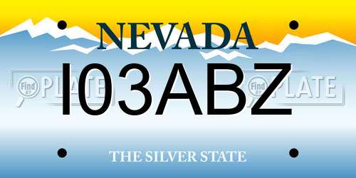 I03ABZ Nevada License Plate