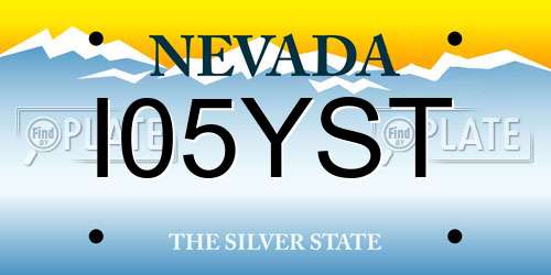 I05YST Nevada License Plate