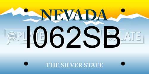 I062SB Nevada License Plate