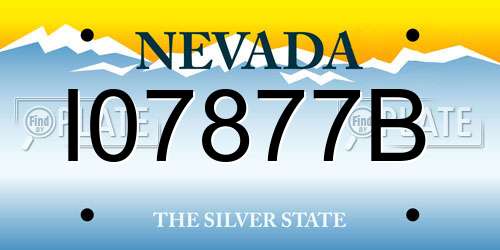 I07877B Nevada License Plate
