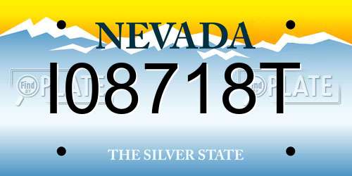 I08718T Nevada License Plate