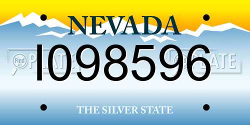 I098596 Nevada License Plate