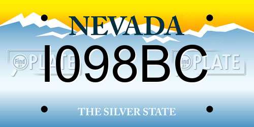I098BC Nevada License Plate