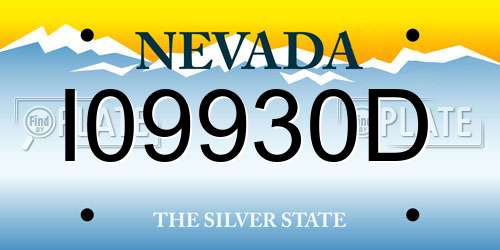 I09930D Nevada License Plate