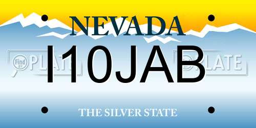 I10JAB Nevada License Plate