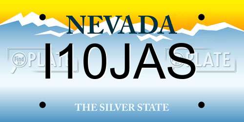 I10JAS Nevada License Plate