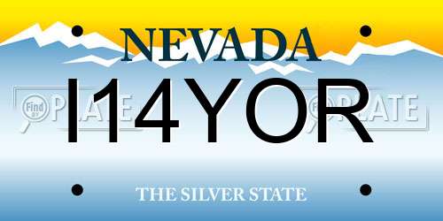 I14YOR Nevada License Plate