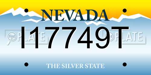I17749T Nevada License Plate