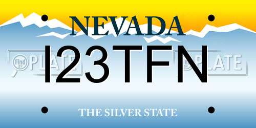 I23TFN Nevada License Plate