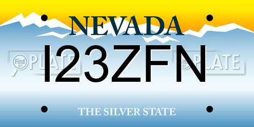 I23ZFN Nevada License Plate