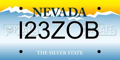I23ZOB Nevada License Plate