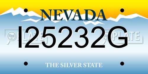 I25232G Nevada License Plate