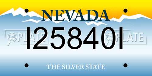 I25840I Nevada License Plate
