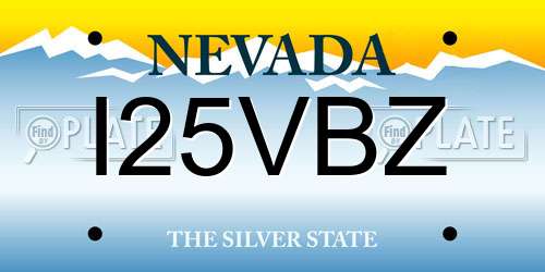 I25VBZ Nevada License Plate