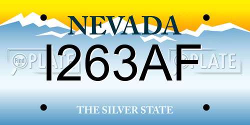 I263AF Nevada License Plate