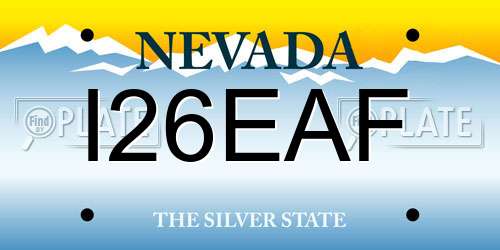 I26EAF Nevada License Plate
