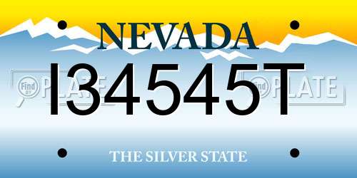I34545T Nevada License Plate