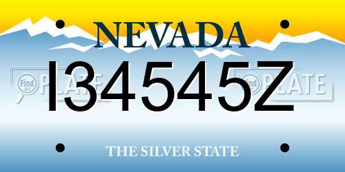 I34545Z Nevada License Plate