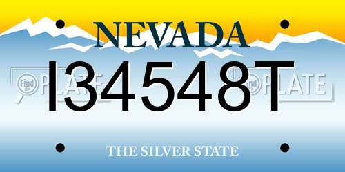 I34548T Nevada License Plate