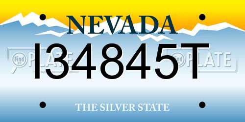 I34845T Nevada License Plate