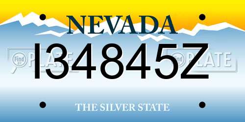 I34845Z Nevada License Plate