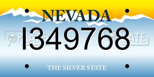 I349768 Nevada License Plate