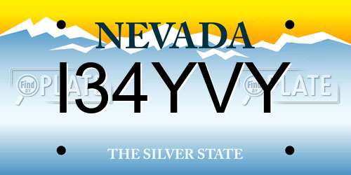 I34YVY Nevada License Plate