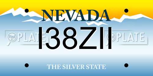 I38ZII Nevada License Plate