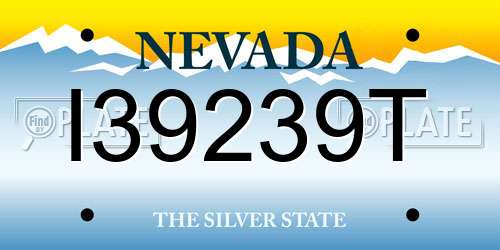 I39239T Nevada License Plate