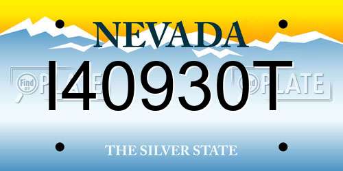 I40930T Nevada License Plate