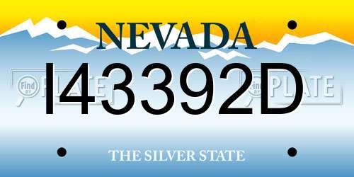 I43392D Nevada License Plate