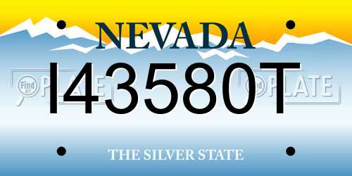 I43580T Nevada License Plate