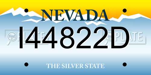 I44822D Nevada License Plate