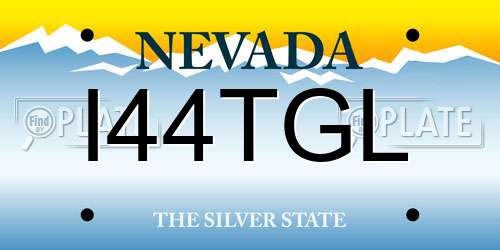 I44TGL Nevada License Plate
