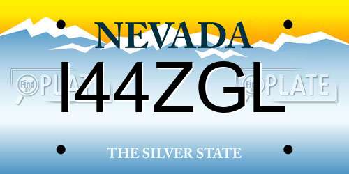 I44ZGL Nevada License Plate