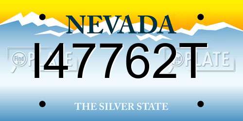 I47762T Nevada License Plate