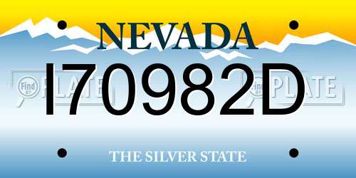 I70982D Nevada License Plate