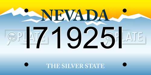 I71925I Nevada License Plate