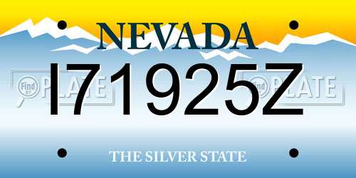 I71925Z Nevada License Plate