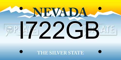 I722GB Nevada License Plate